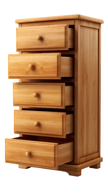 Wooden Drawer Cabinet with Open Drawers
