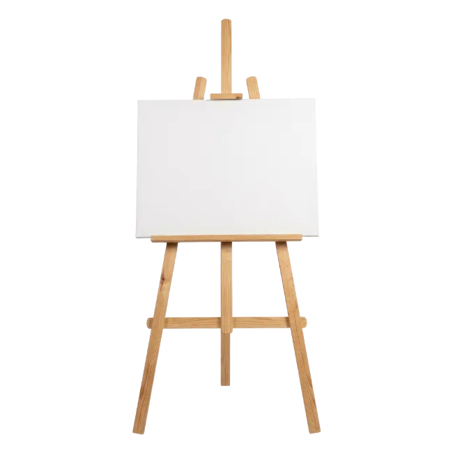Wooden Easel with Blank Canvas