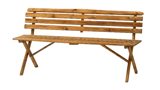 Wooden Garden Bench With Slatted Backrest