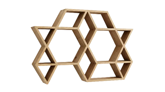 Wooden Geometric Hexagon Wall Shelf