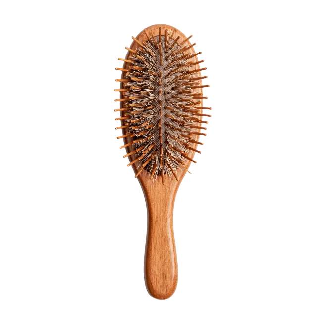 Wooden Hair Brush Isolated on Black