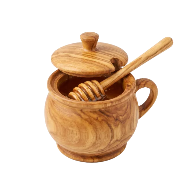 Wooden Honey Pot with Dipper