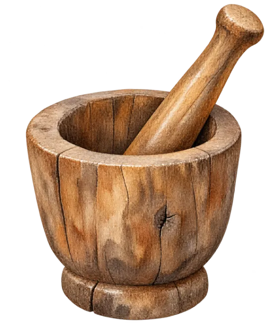 Wooden Mortar and Pestle Illustration