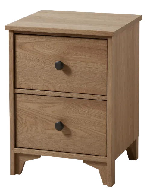 Wooden Nightstand with Two Drawers