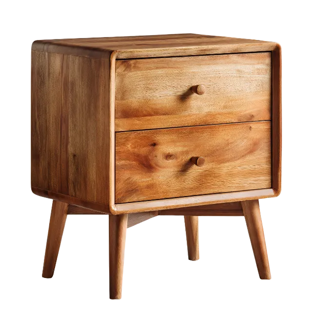 Wooden Nightstand With Two Drawers