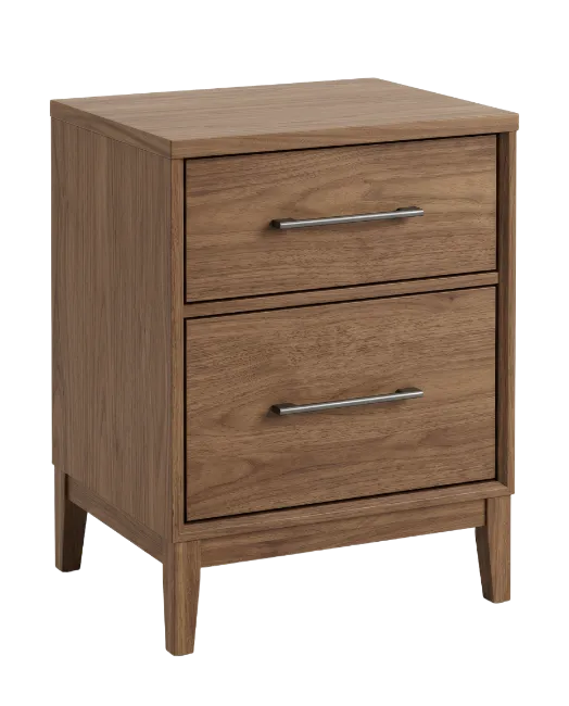 Wooden Nightstand with Two Drawers