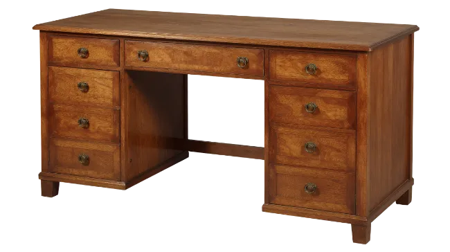 Wooden Office Desk with Multiple Drawers