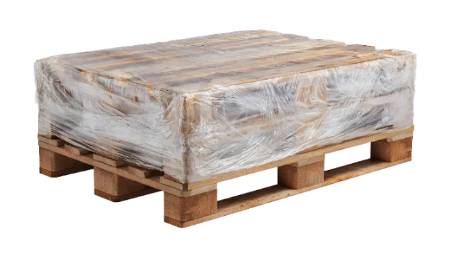 Wooden Pallet Wrapped In Plastic Film