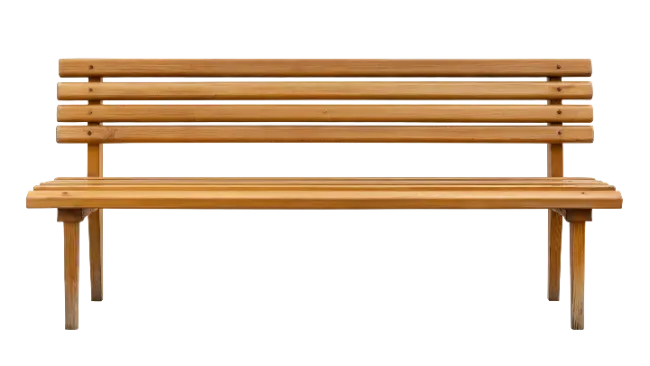 Wooden Park Bench Front View