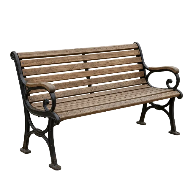 Wooden Park Bench with Metal Frame