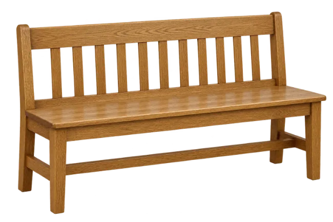 Wooden Park Bench with Slatted Backrest