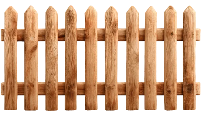 Wooden Picket Fence Section