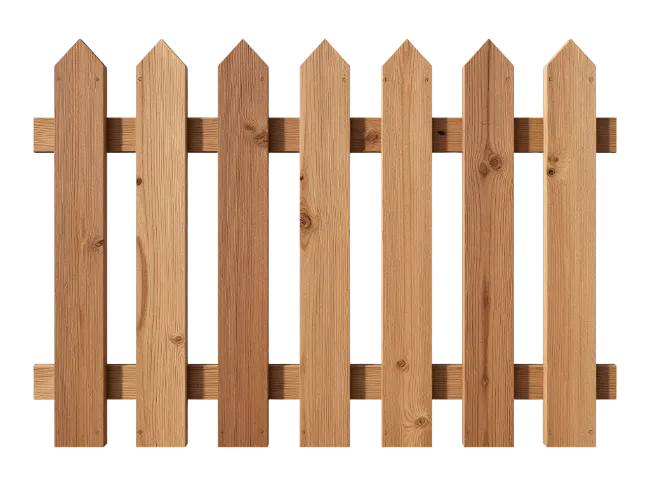 Wooden Picket Fence Section