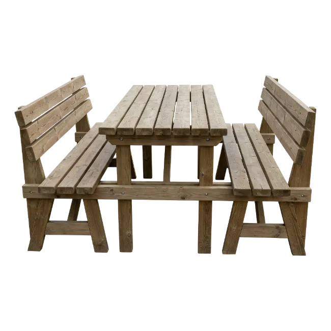 Wooden Picnic Table with Benches