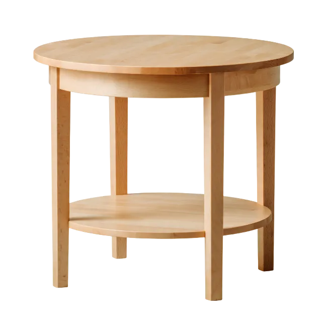 Wooden Round Side Table with Shelf