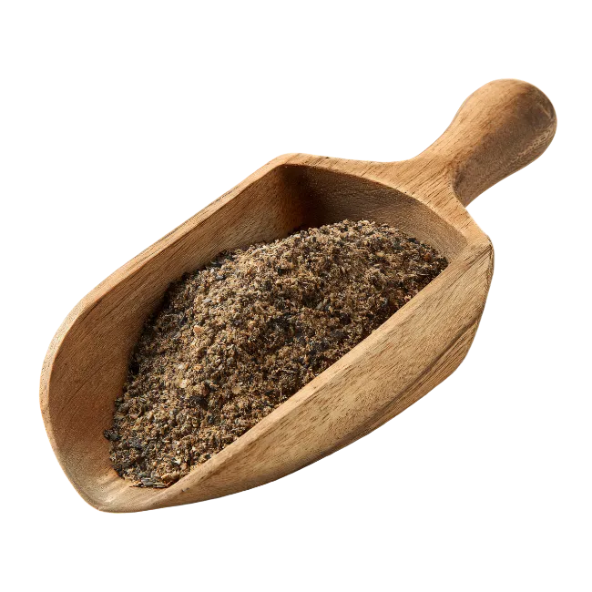 Wooden Scoop Filled With Ground Spices