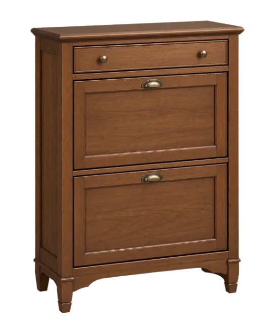 Wooden Shoe Cabinet with Pull Down Drawers