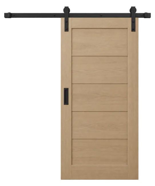 Wooden Sliding Barn Door with Black Hardware