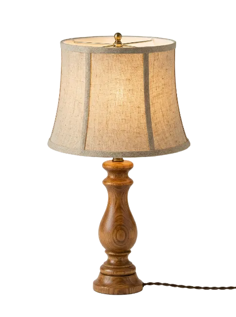 Wooden Table Lamp with Fabric Shade