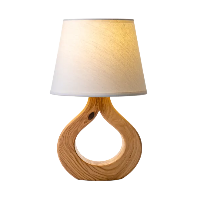 Wooden Table Lamp with Fabric Shade