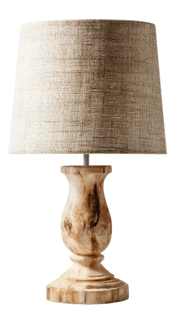 Wooden Table Lamp with Fabric Shade