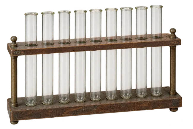 Wooden Test Tube Rack with Glass Tubes