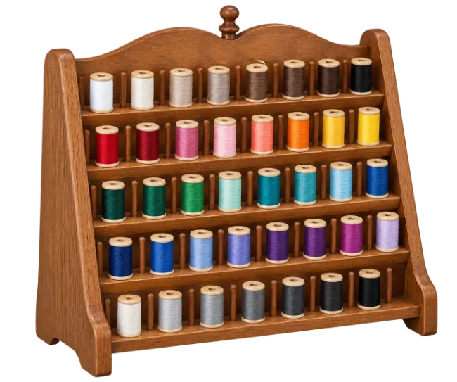 Wooden Thread Rack with Colorful Spools