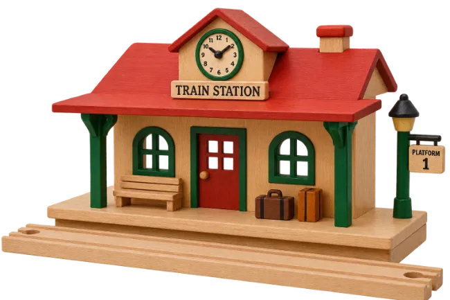 Wooden Toy Train Station