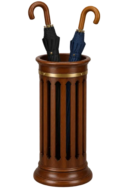 Wooden Umbrella Stand with Closed Umbrellas