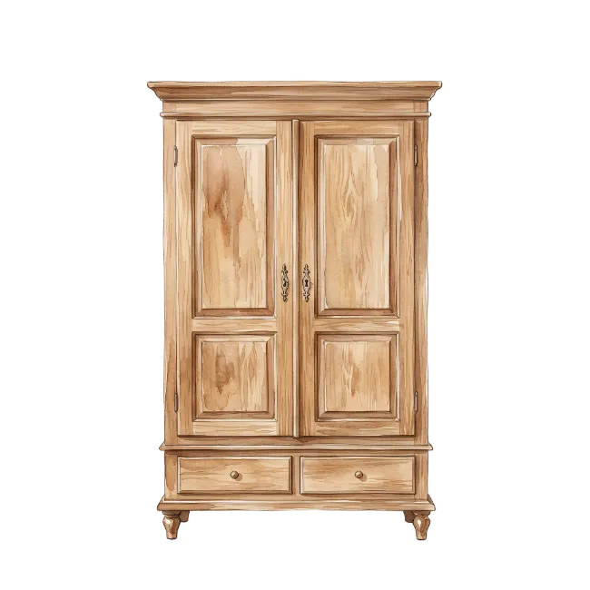 Wooden Wardrobe Illustration