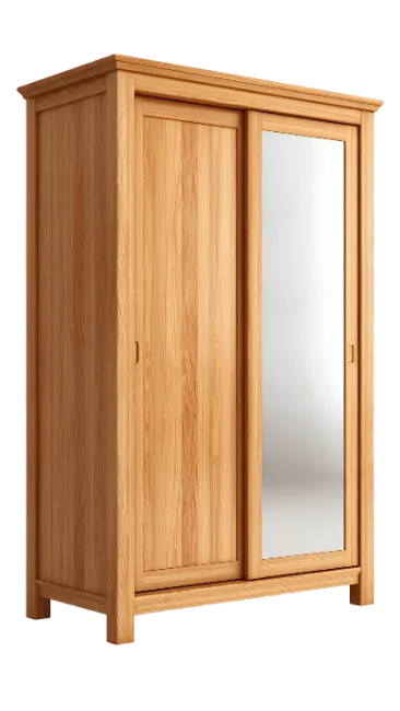 Wooden Wardrobe with Sliding Mirror Door
