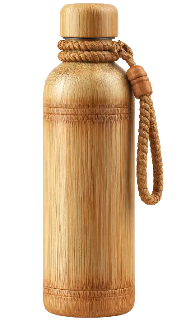 Wooden water bottle with rope handle