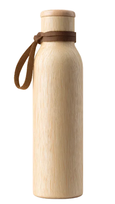 Wooden water bottle with strap