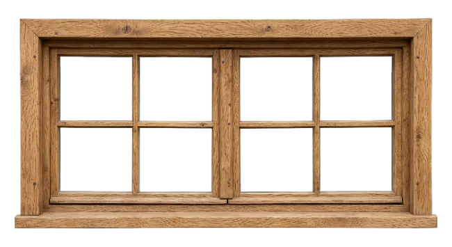 Wooden Window Frame with Panes