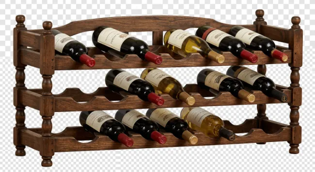 Wooden Wine Rack with Bottles