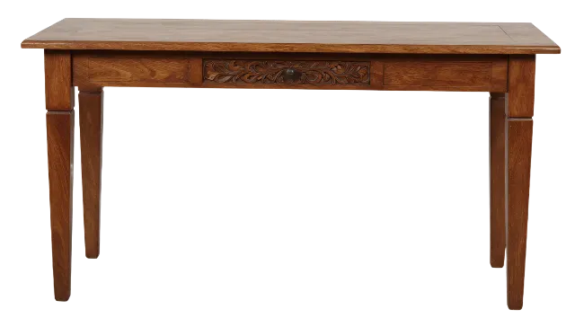 Wooden Writing Desk with Carved Drawer