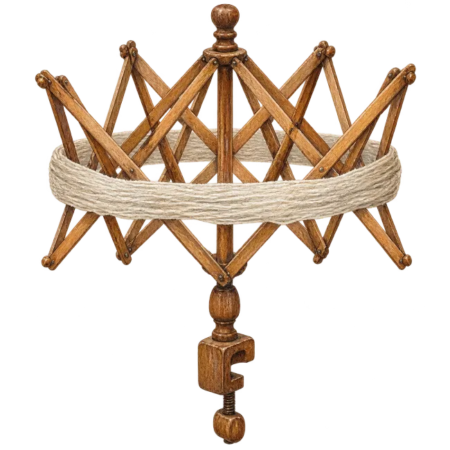 Wooden Yarn Swift with Hemp Thread