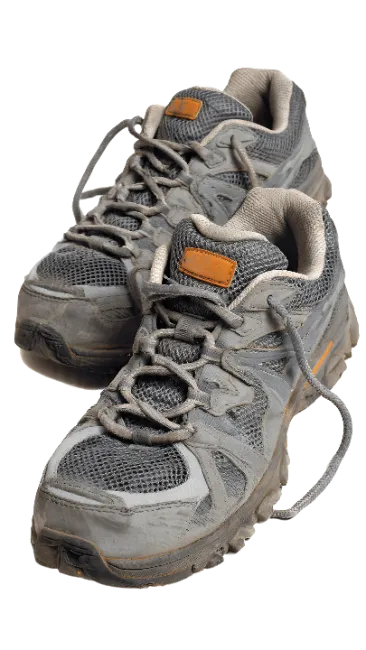 Worn Grey Running Shoes