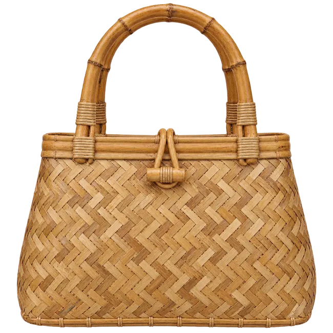Woven Bamboo Handbag with Rounded Handle