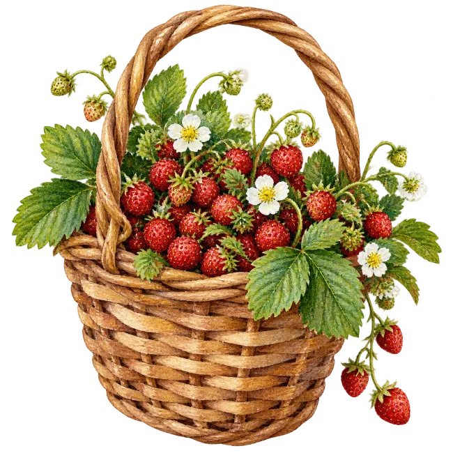 Woven Basket Filled With Fresh Strawberries