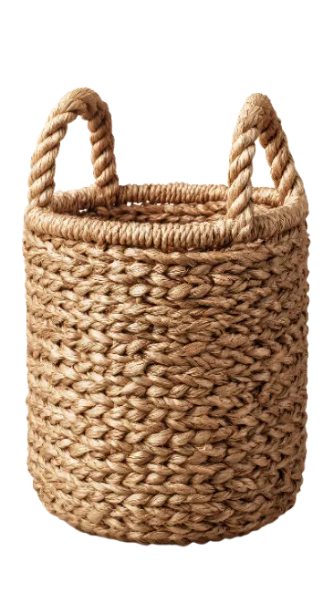 Woven Jute Storage Basket with Handles