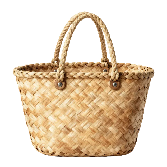 Woven Straw Beach Basket Bag