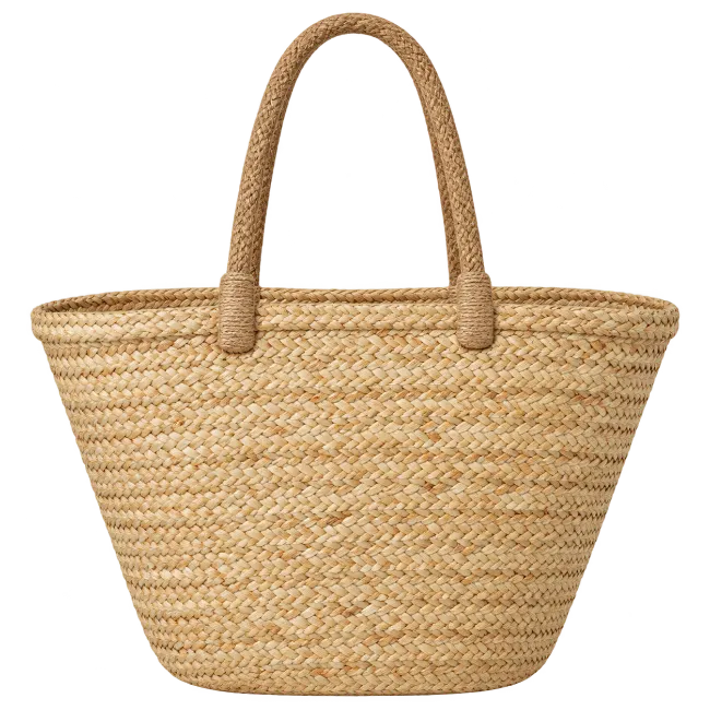 Woven Straw Beach Tote Bag