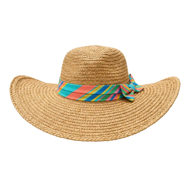 Woven Straw Sun Hat with Colorful Ribbon
