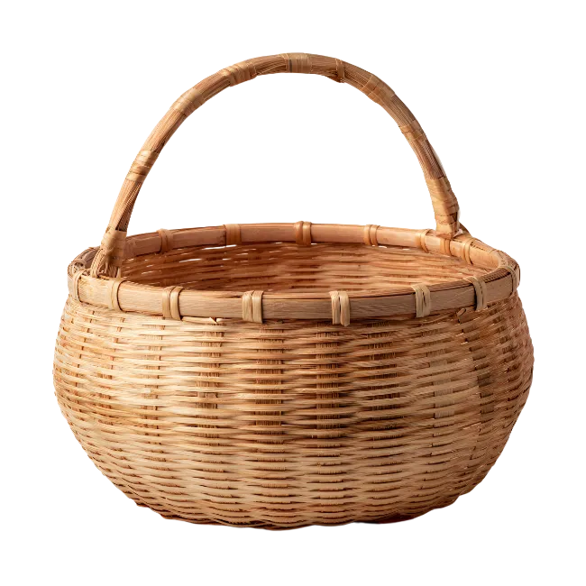 Woven Wicker Basket with Arched Handle