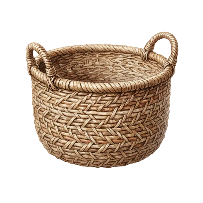Woven Wicker Basket with Handles