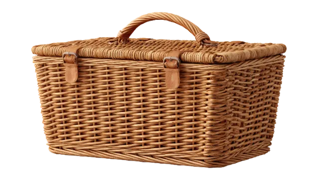 Woven Wicker Picnic Basket with Lid