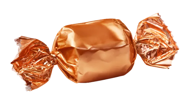 Wrapped copper candy isolated on transparent background