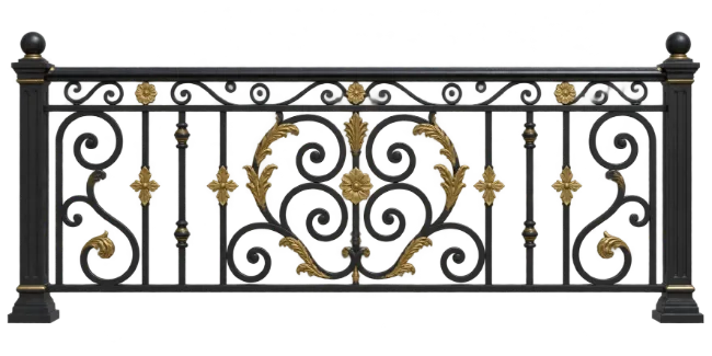 Wrought Iron Balustrade with Gold Accents