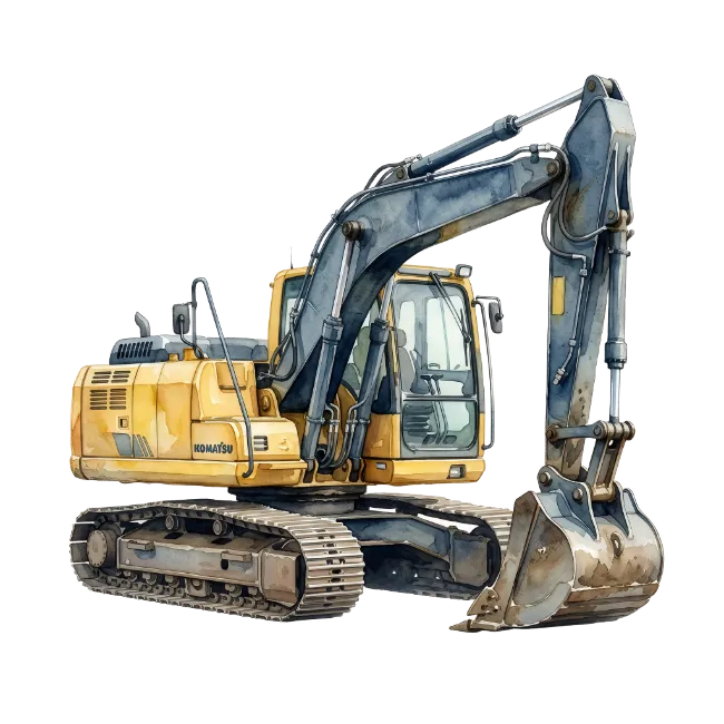 Yellow and Blue Tracked Excavator